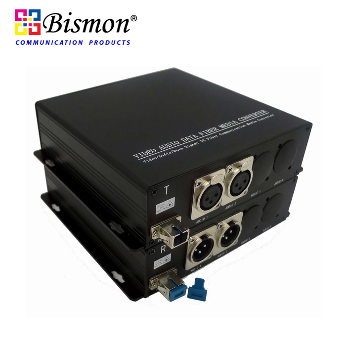Mic + Line Audio to Fiber optic Single fiber 20KM(SM), FC Connector